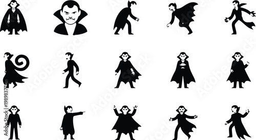 Vampire Silhouette Icon Collection Set