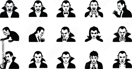 Vampire Silhouette Icon Collection Set