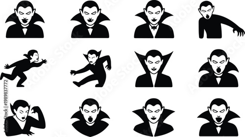 Vampire Silhouette Icon Collection Set