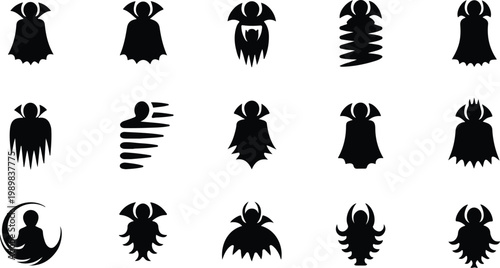 Vampire Silhouette Icon Collection Set