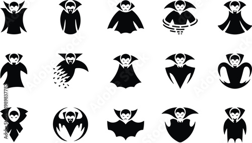 Vampire Silhouette Icon Collection Set