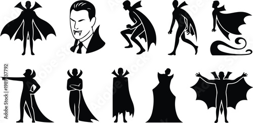 Vampire Silhouette Icon Collection Set