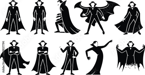 Vampire Silhouette Icon Collection Set
