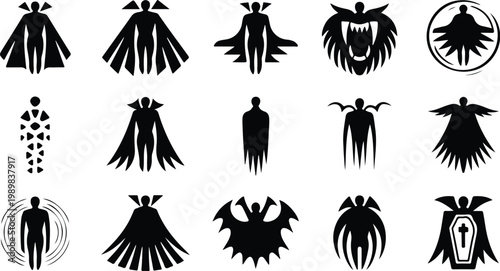 Vampire Silhouette Icon Collection Set