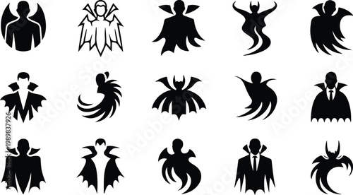 Vampire Silhouette Icon Collection Set