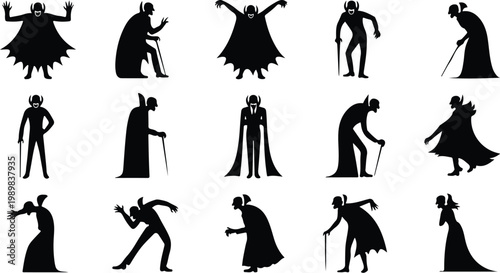 Vampire Silhouette Icon Collection Set