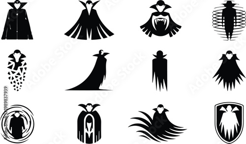 Vampire Silhouette Icon Collection Set