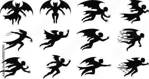 Vampire Silhouette Icon Collection Set