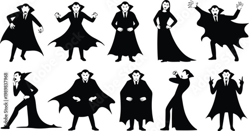 Vampire Silhouette Icon Collection Set