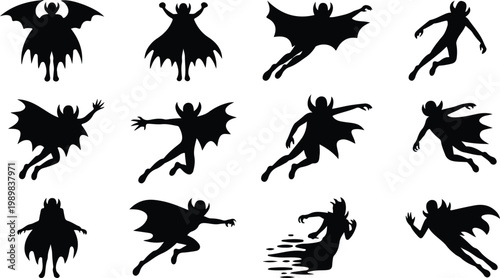 Vampire Silhouette Icon Collection Set