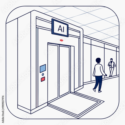Ai powered office elevator interface in modern corporate lobby with elevator interface artificial intelligence corporate technology automation business building architecture interior