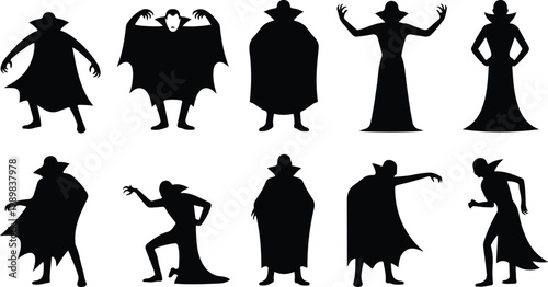Vampire Silhouette Icon Collection Set