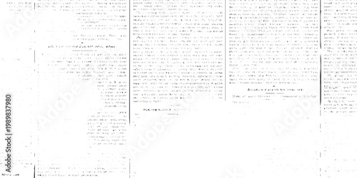 Distressed grunge overlay on a white background with horizontal lines and faded newspaper print, ideal for a vintage or retro visual style.