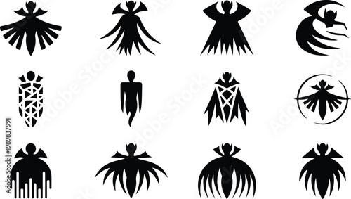 Vampire Silhouette Icon Collection Set