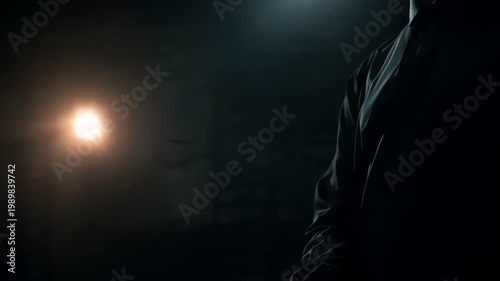Soccer Referee Holding Up a Red Card in Dark Stadium