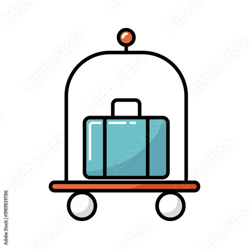 Baggage, luggage, suitcases on trolley vector icon