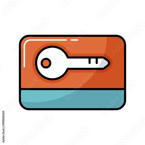 Card key flat vector isolated icon