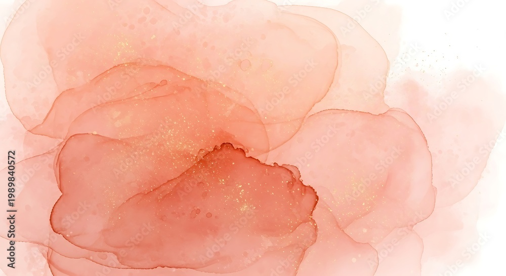 Fototapeta premium Soft peach watercolor flower petals on white background