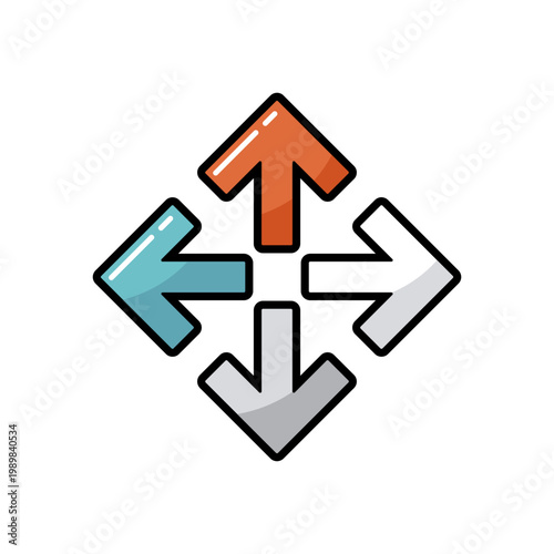 Four arrows pointing from the center vector icon