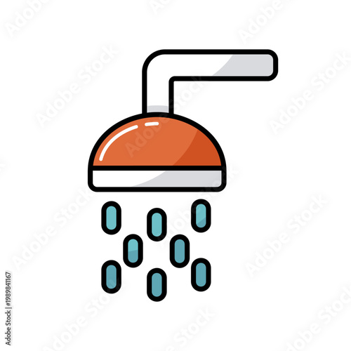 Beach shower flat vector icon. Summer sign