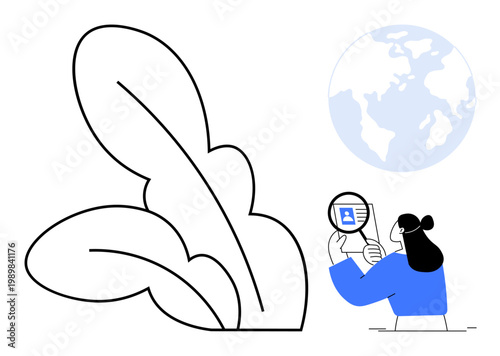 Sustainability concept. Sustainability ed through nature, a person analyzing, and a globe global impact. Sustainability promoting eco-friendly actions and awareness. For education, environment