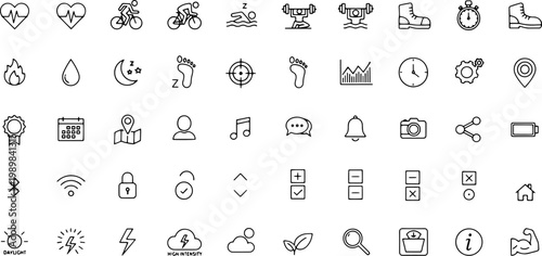 Black and white line icons set.