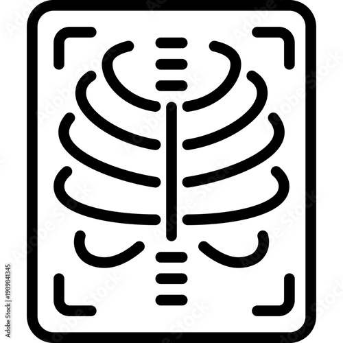 Tableau sur toile X-ray chest thin line icon. Radiography