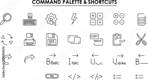 Collection of computer programming icons.