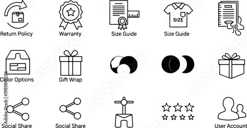 Collection of ecommerce website icons.