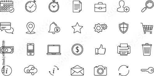 Collection of web and media icons.