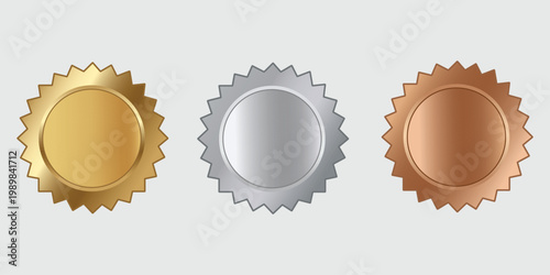 A set of gold, silver, and bronze medals on a plain background, symbolizing achievement and recognition