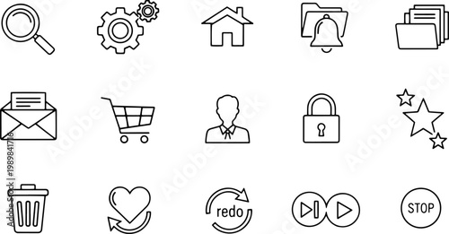 Collection of web interface icons.