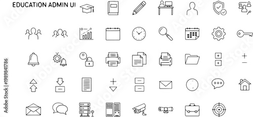 Education administration icons set.
