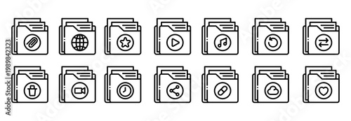 Set of flat design camera icons with photography and multimedia symbols on white background