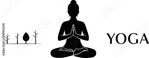 Woman doing yoga in lotus position.