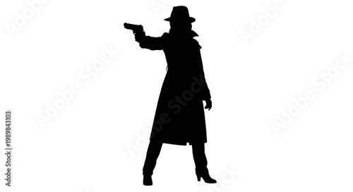 Fotografija A shadowy figure with a gun dramatic noir style silhouette