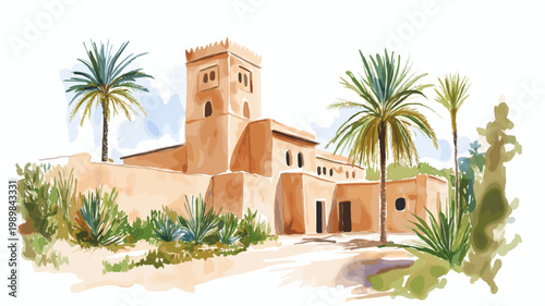 Cyrene. Cyrene hand drawn watercolor illustration on white background