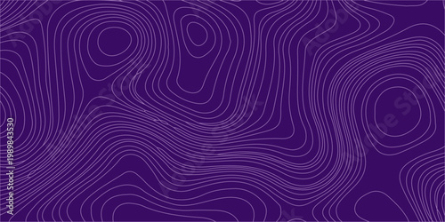 Purple abstract topographic vector illustration with wavy lines and contours for backgrounds and textures