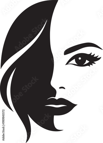 Black Woman Face Silhouette Isolated on White