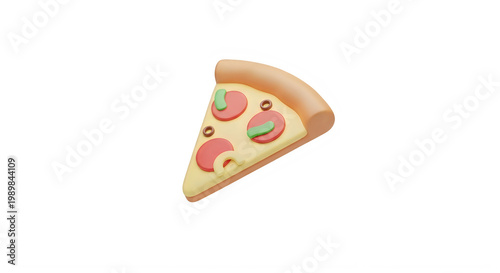 Isolated slice of pepperoni pizza on white background