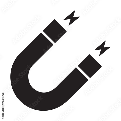 A stark black silhouette of a horseshoe magnet attracting metallic objects a powerful connection silhouette