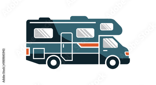 Illustration of a recreational vehicle or motorhome for travel and road trips.