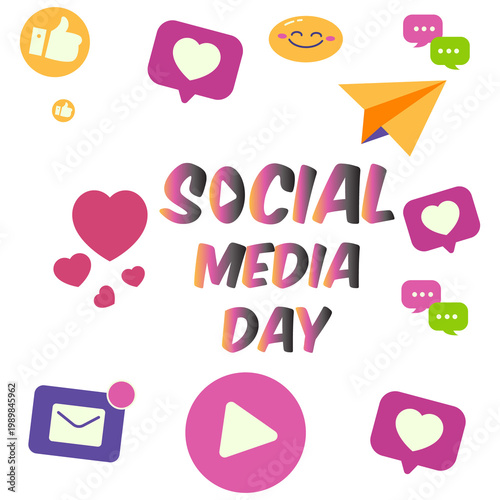Social Media Day Celebration. social media, communication, marketing, digital, icons