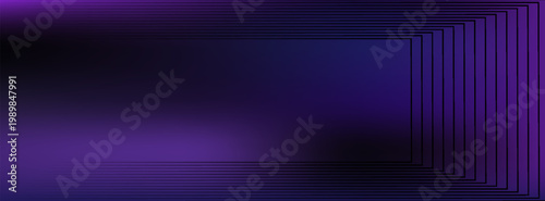 Abstract Dark Purple to Navy Blue Gradient Banner with Nested Black Frames for Modern Design