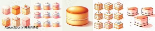 Sponge Cake Collection Vector Illustration