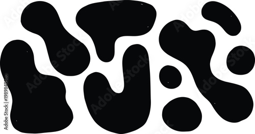 Abstract black shapes on white background organic and fluid forms