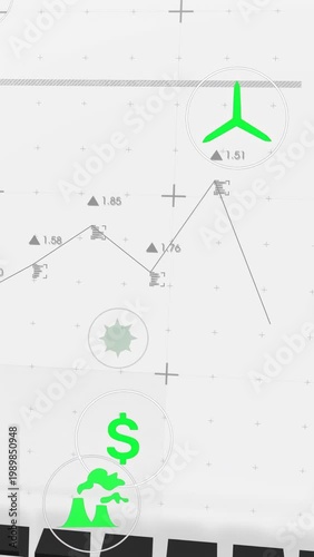 Vertical video: Green data icons rising after star highlight, linking via arc and animating growth