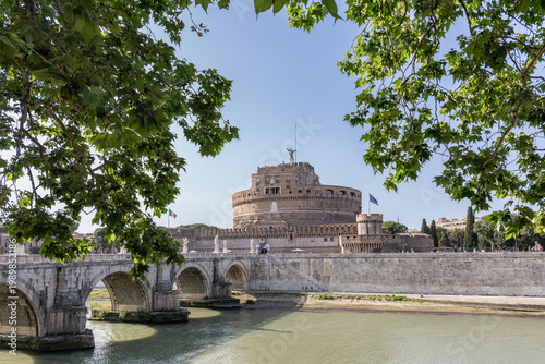 Photography Holy Angel Bridge over the Tiber River and Castel Sant’Angelo in Rome