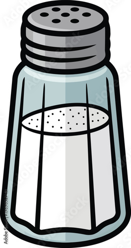 Salt shaker with granules inside against a white background Vector Illustration