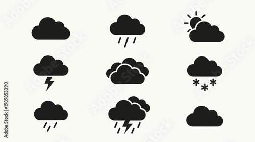 Weather icons illustrate various cloud types and conditions for forecasts.